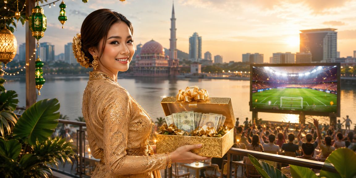 Suasana pertaruhan sukan dan esport di Putrajaya dengan latar belakang Malaysia